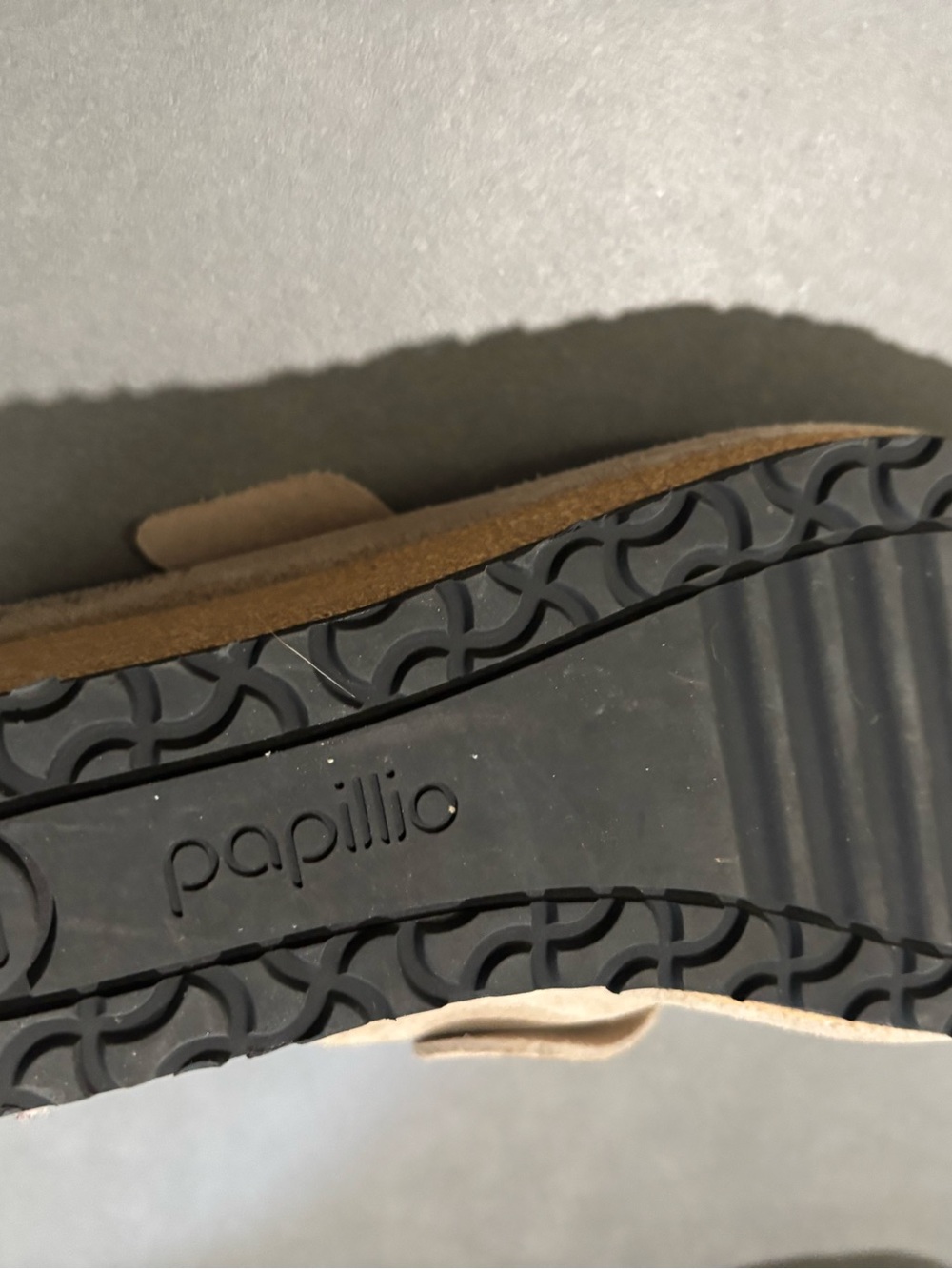 Birkenstock Papillio Taupe Suede Wedge Clogs with Buckle - Picture 3 of 5